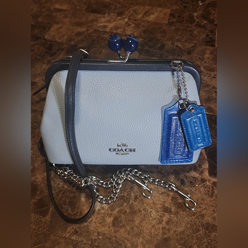Coach Kisslock Blue "Blueberry" NWOT All Leather Crossbody